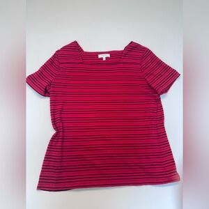 Coral Bay Red and Black Striped Short Sleeve Top
